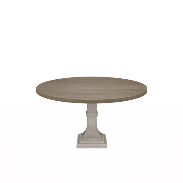 Tannen - Round Dining Table - White And Gray