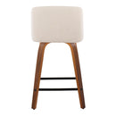Toriano - Mid Century Modern Fixed Height Counter Stool With Swivel & Square Footrest (Set of 2)