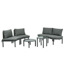 6 Piece Patio Set, Half Moon Outdoor Sectional Sofa With 2 High Low Coffee Tables, 4 Pillows & Cushions
