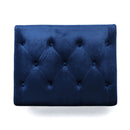 Mid Century Ottoman Velvet With Button Tufting With Birch Wood Legs - Navy Blue