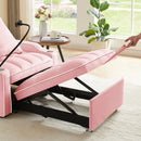 Convertible Velvet 3 In 1 Sofa Bed With Adjustable Sleeper Chair And Multi Pockets