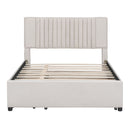 Upholstered Platform Bed With Drawers, Classic Headboard Design