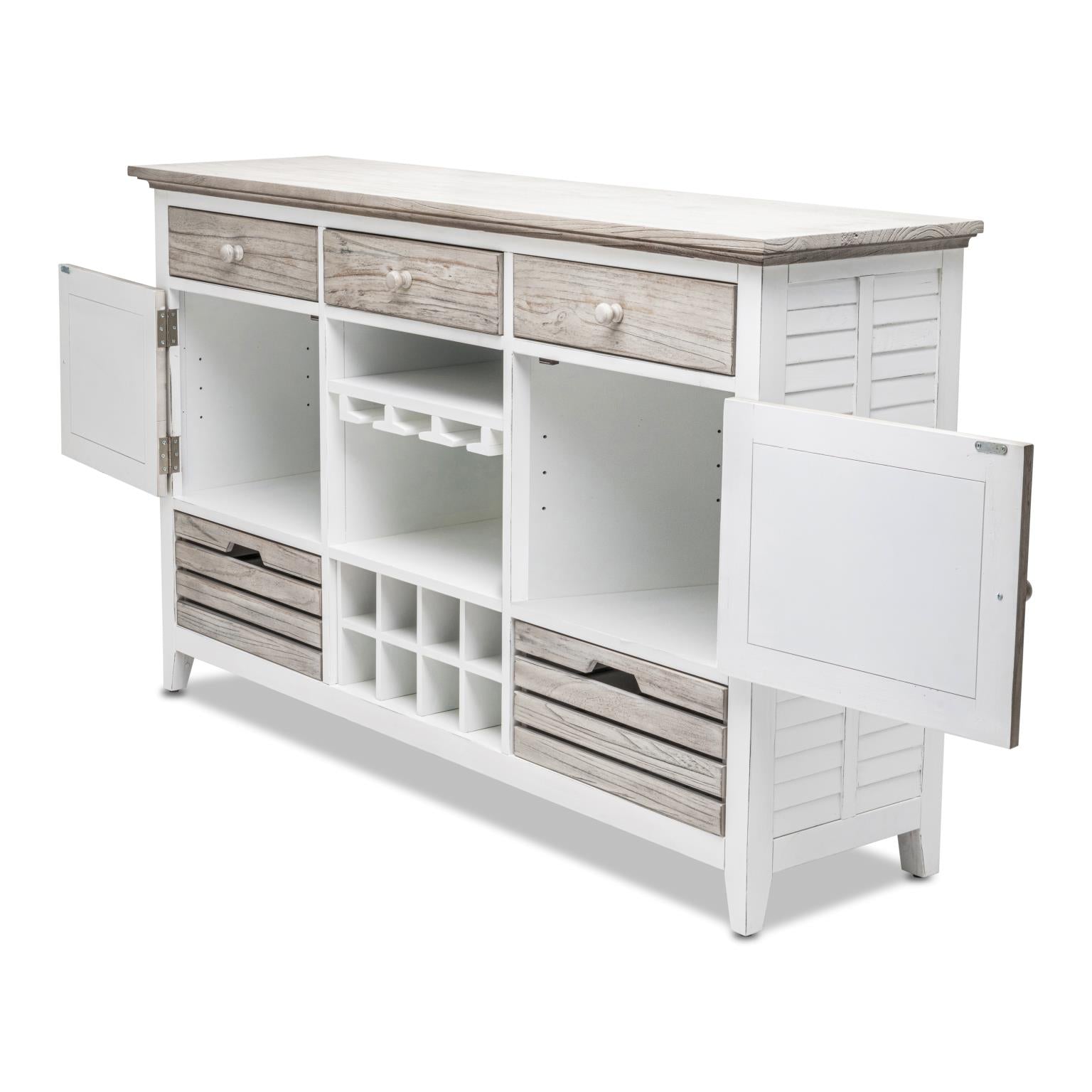 Islamorada Sideboard with Wine Rack. Dapple Grey Finish.