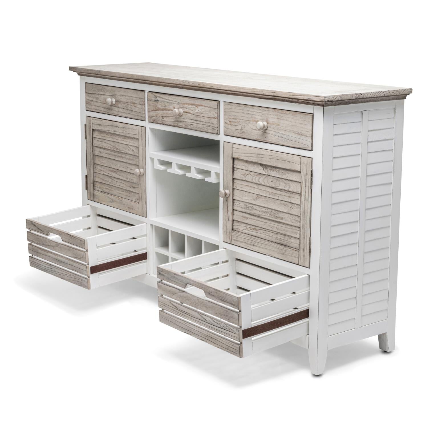 Islamorada Sideboard with Wine Rack. Dapple Grey Finish.