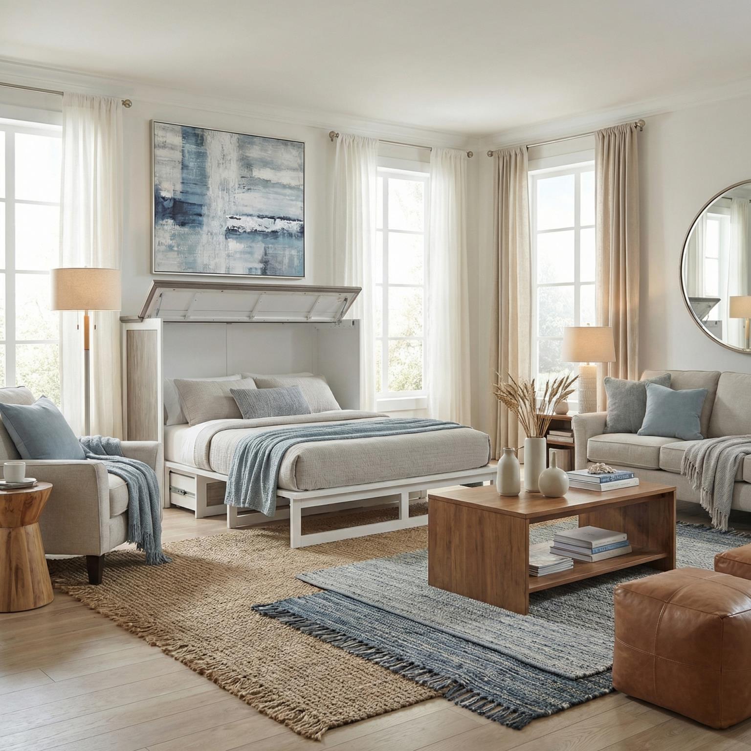 Islamorada Queen Cabinet Bed (flip top); mattress ordered separately. Dapple Grey Finish