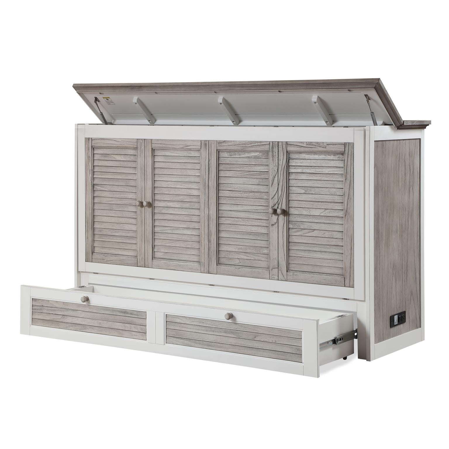Islamorada Queen Cabinet Bed w/ mattress. Dapple Grey finish