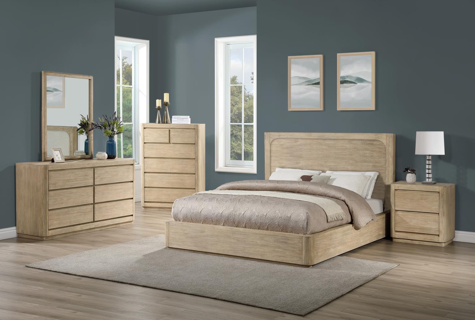 Hyde Park King Wood Bed Complete. Weathered Natural Finish