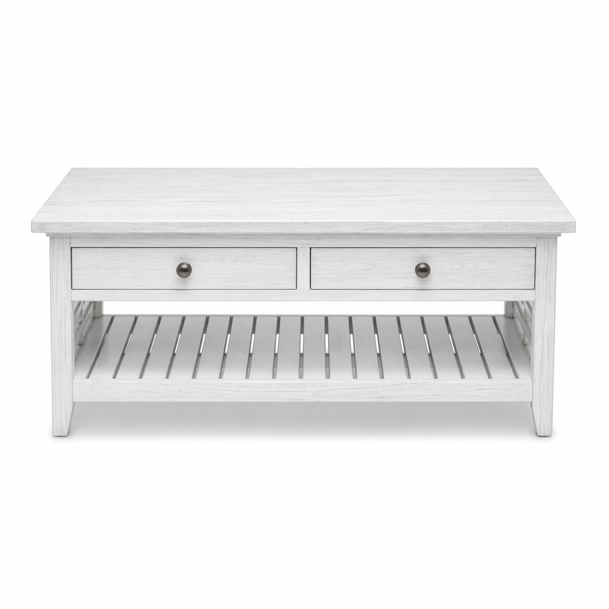 Surfside Shutter Coffee Table. Weathered White Finish