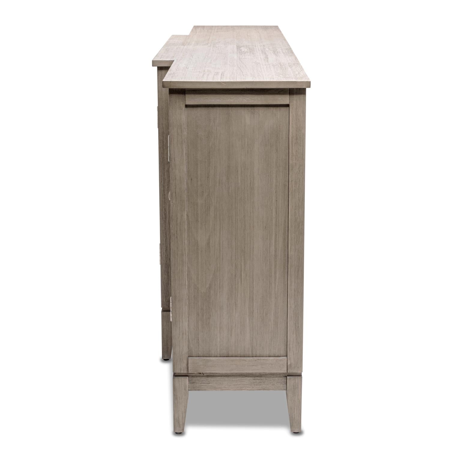 Sanibel 4-Door Credenza. Green/Grey Finish.