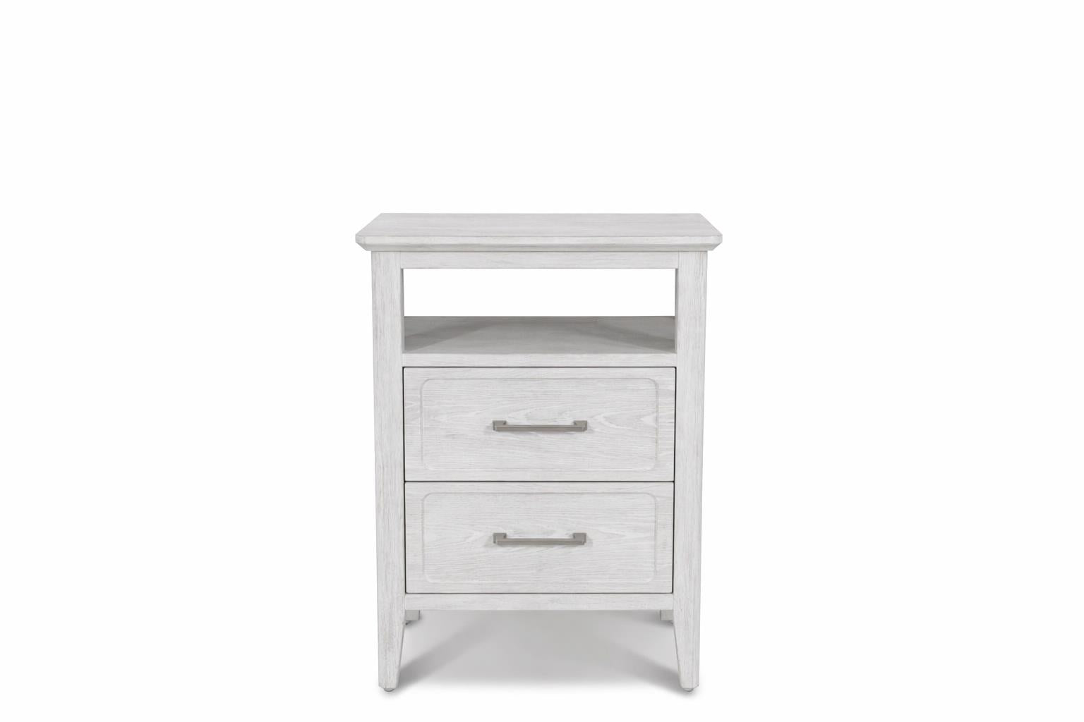 Cape May 2 Drawer Nightstand w/ USB A + C. White Finish