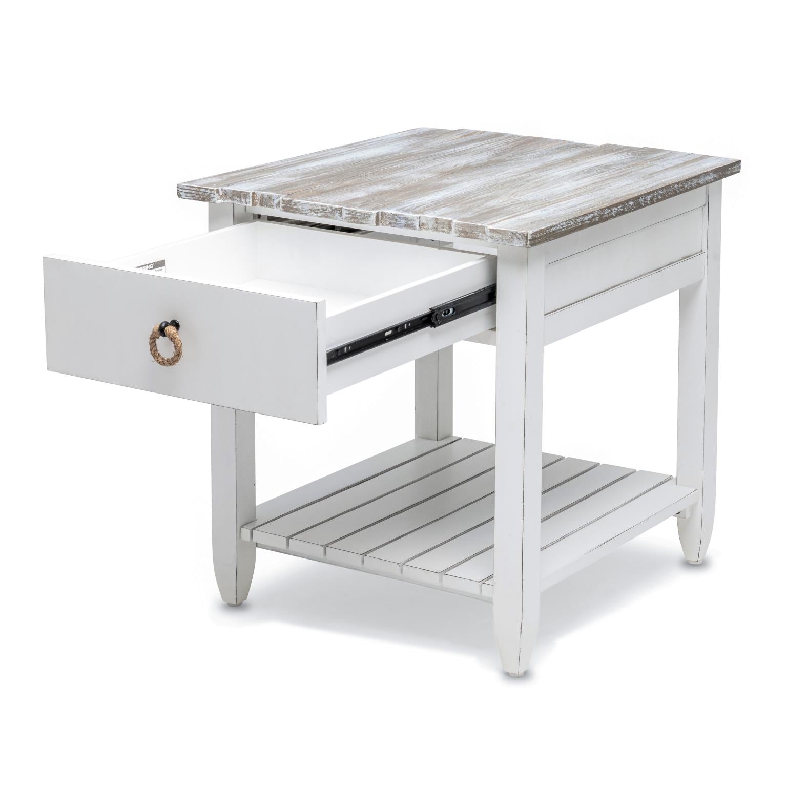 Picket Fence End Table Grey/Blanc Finish
