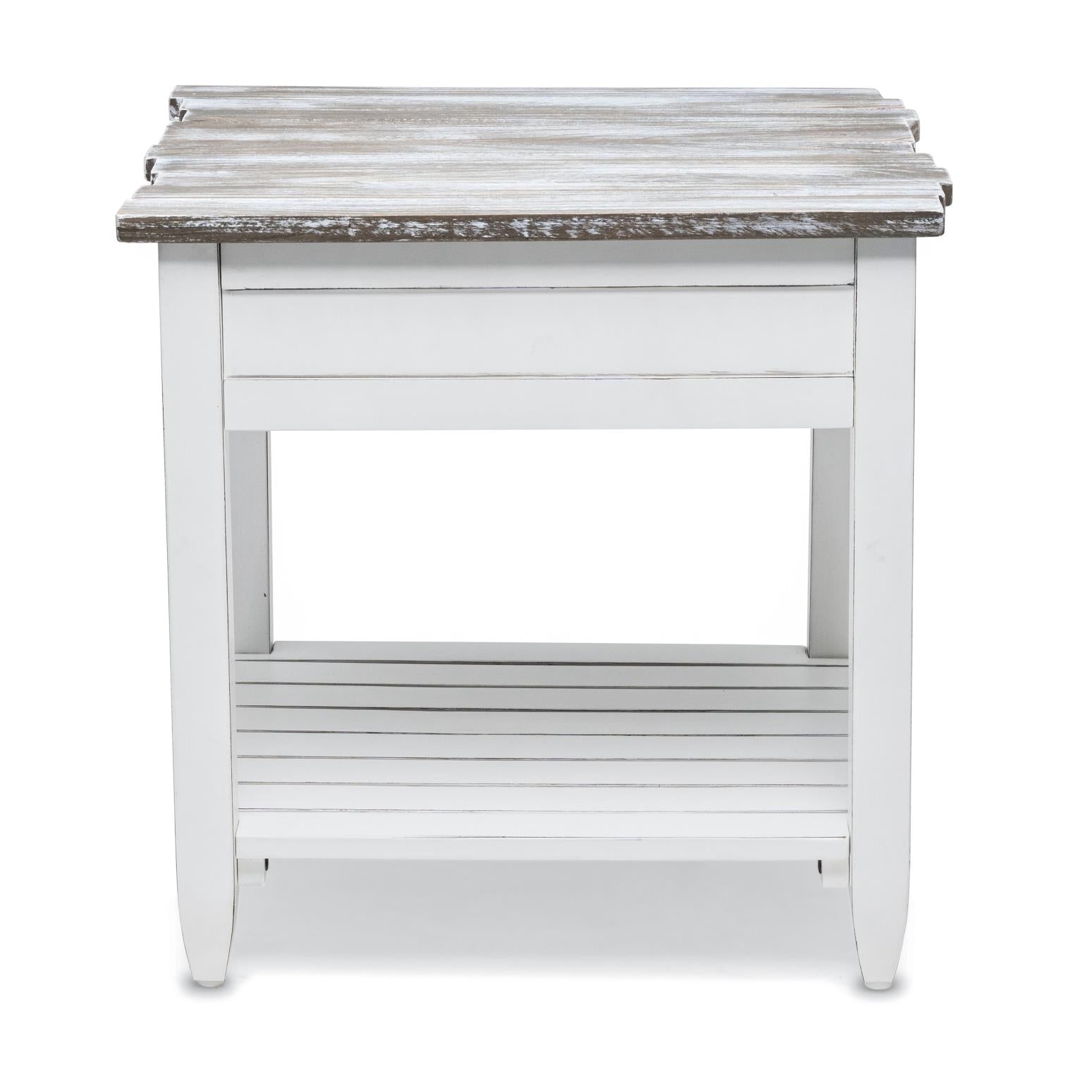 Picket Fence End Table Grey/Blanc Finish