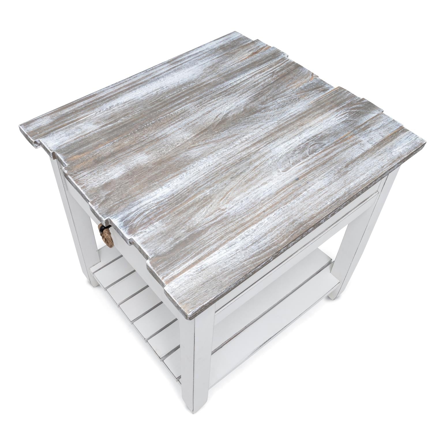 Picket Fence End Table Grey/Blanc Finish