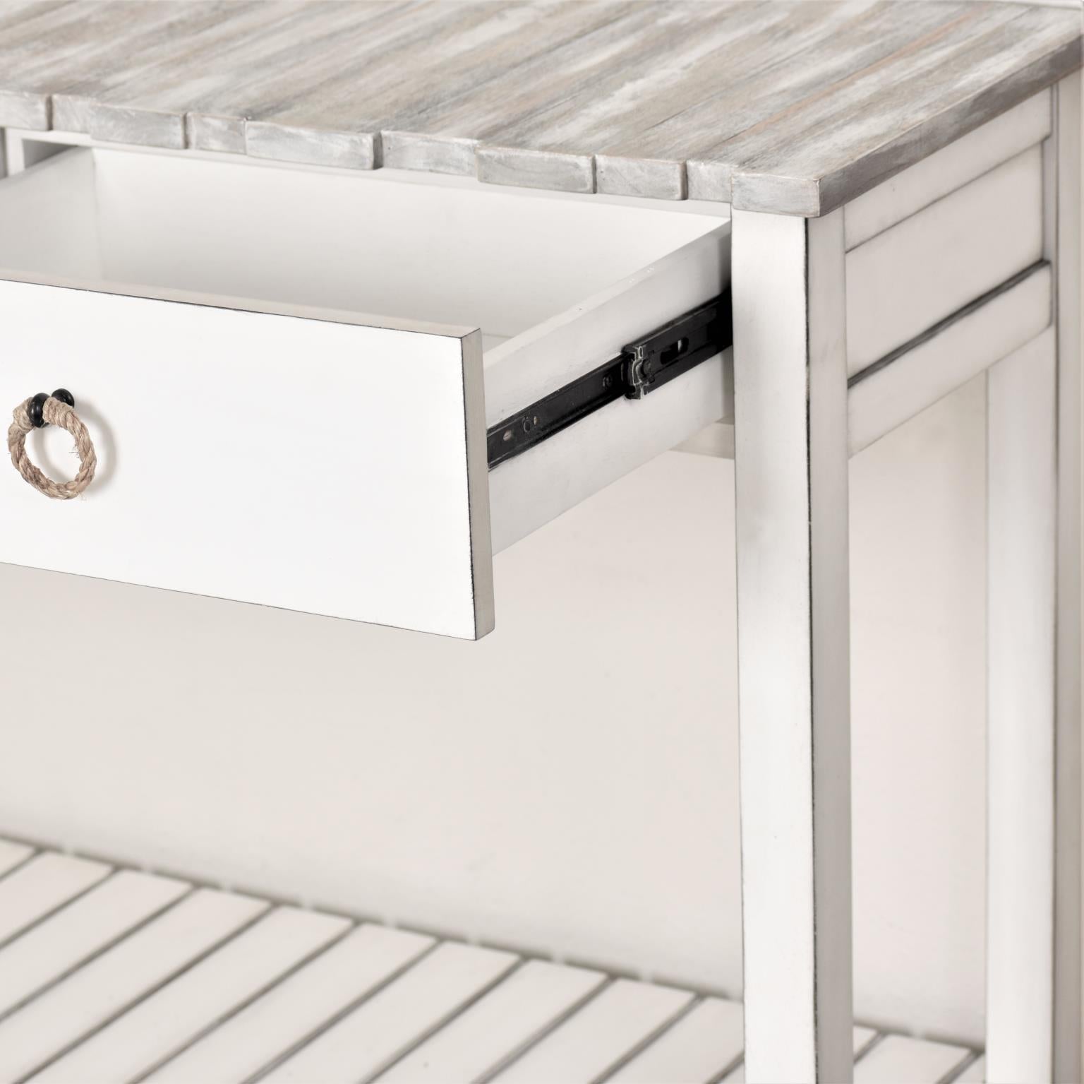 Picket Fence Console Table Grey/Blanc Finish