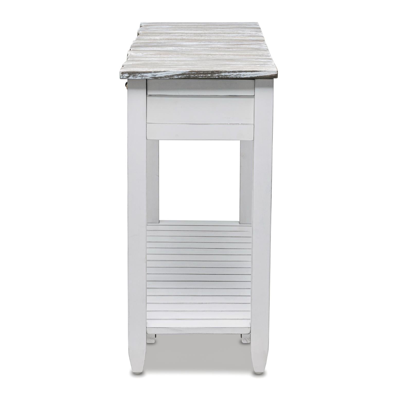 Picket Fence Console Table Grey/Blanc Finish