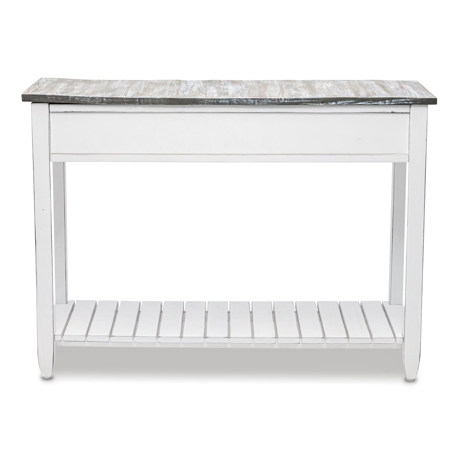 Picket Fence Console Table Grey/Blanc Finish