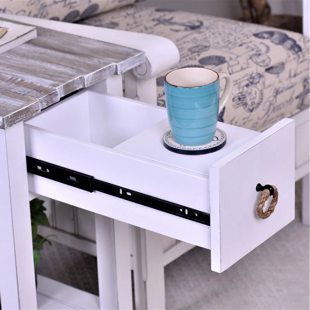 Picket Fence Chairside Table - Grey/Blanc - Atlantic Fine Furniture Melbourne FL