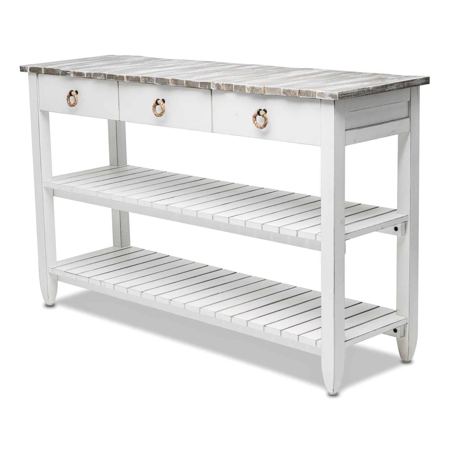 Picket Fence Entertainment Center Distressed Bleu/ White