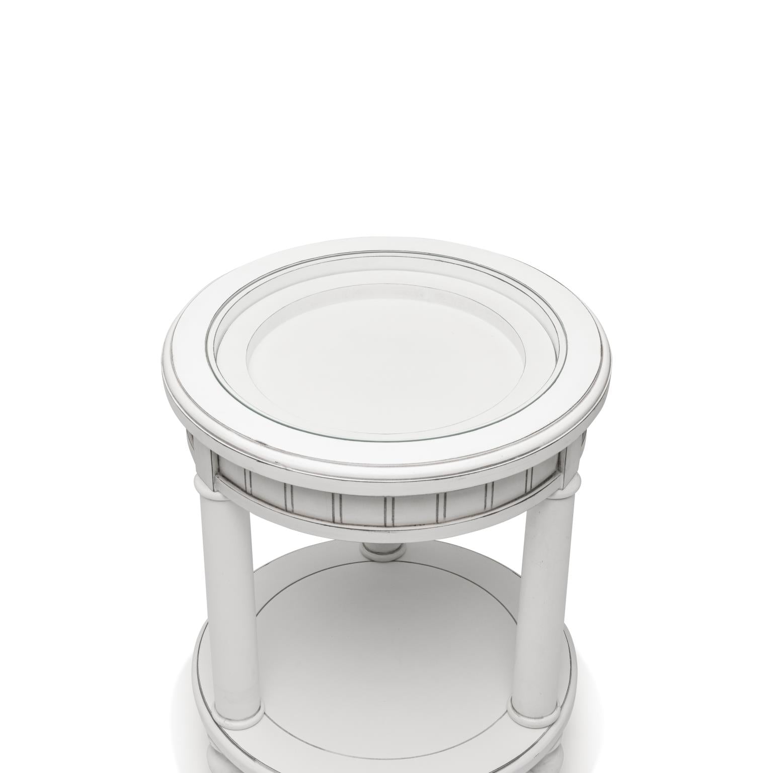 Monaco Round End Table Blanc Finish
