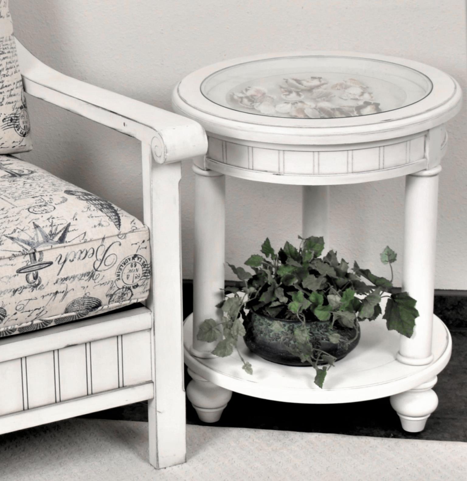 Monaco Round End Table Blanc Finish