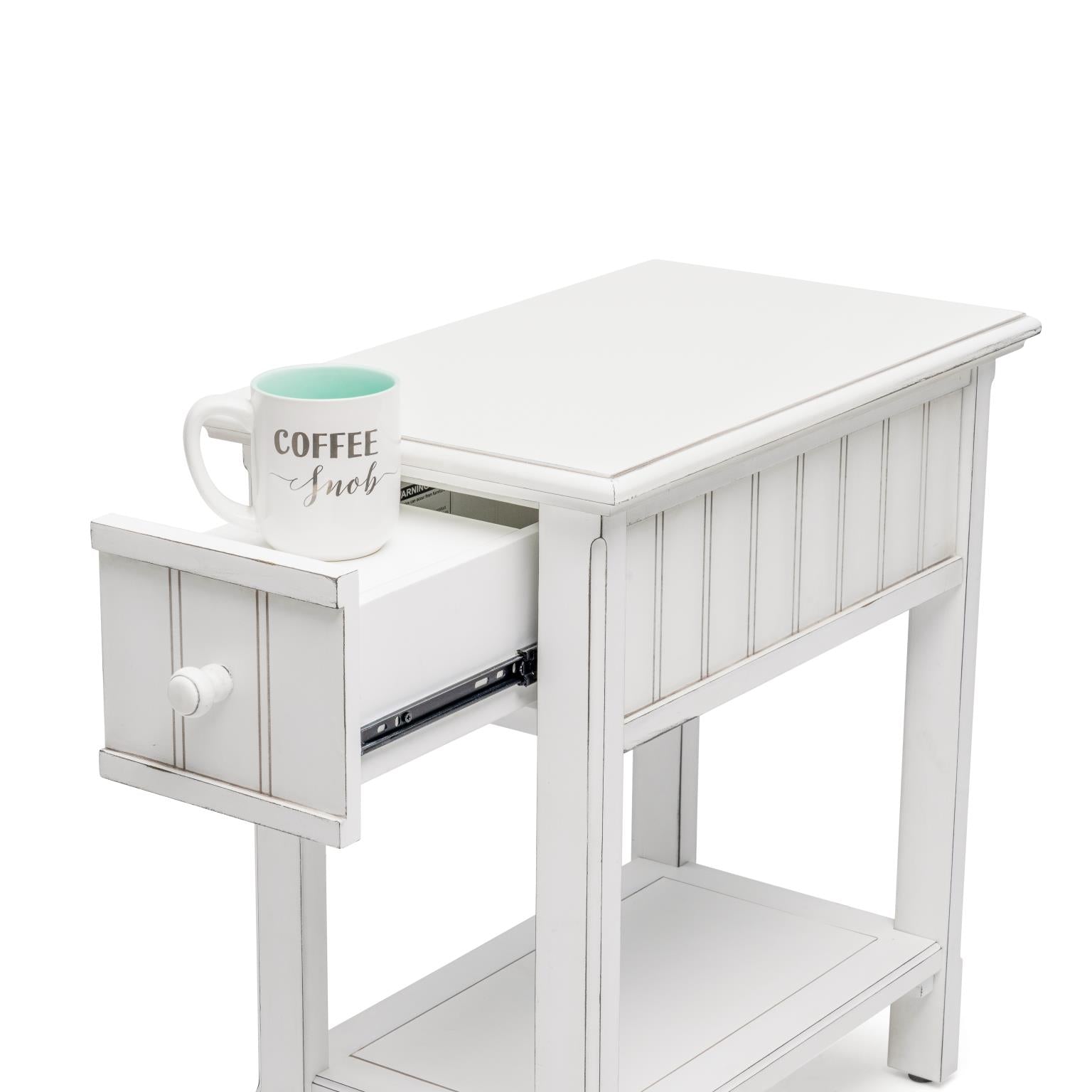 Monaco Chairside Table Blanc Finish