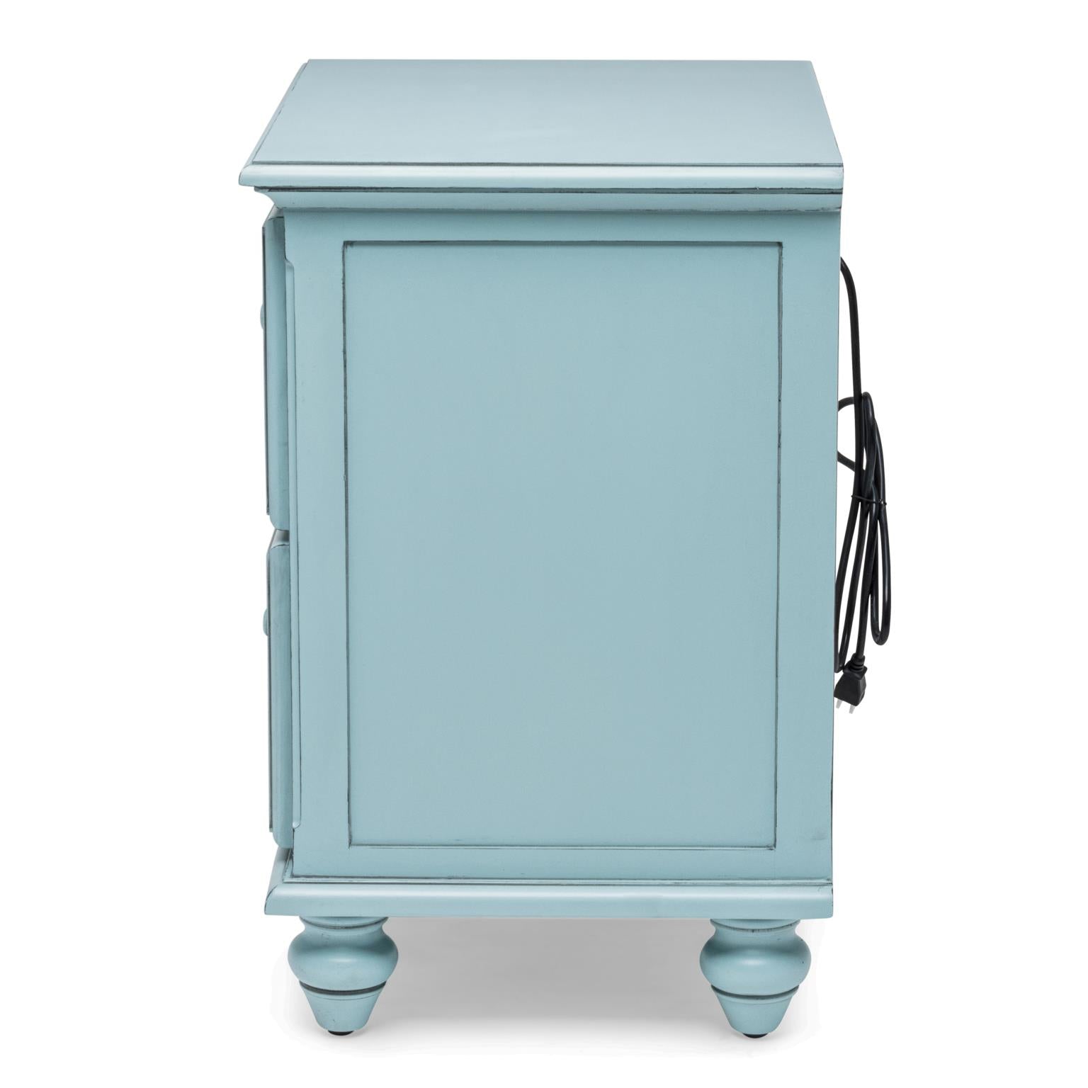Monaco 2 Drawer Nightstand Bleu Finish w/ Power