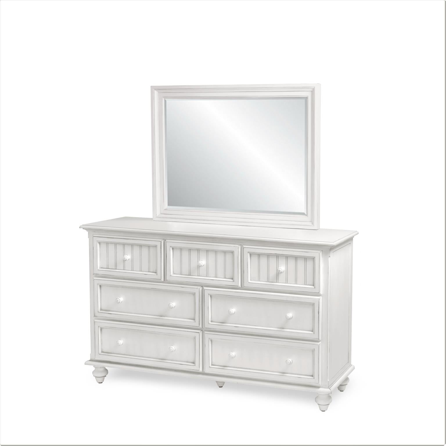 Monaco Mirror w/ Bevel Blanc Finish Glass dimensions 26" x 36"
