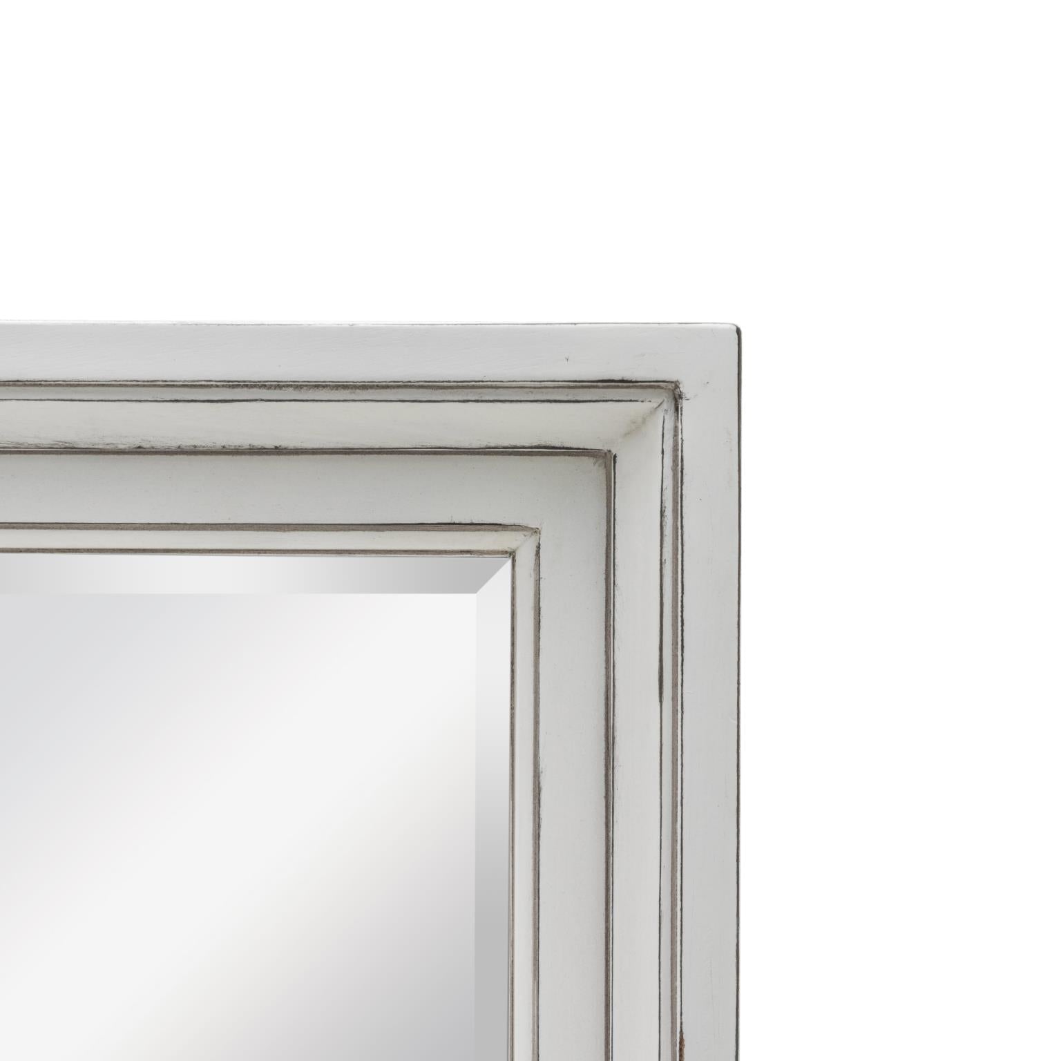 Monaco Mirror w/ Bevel Blanc Finish Glass dimensions 26" x 36"