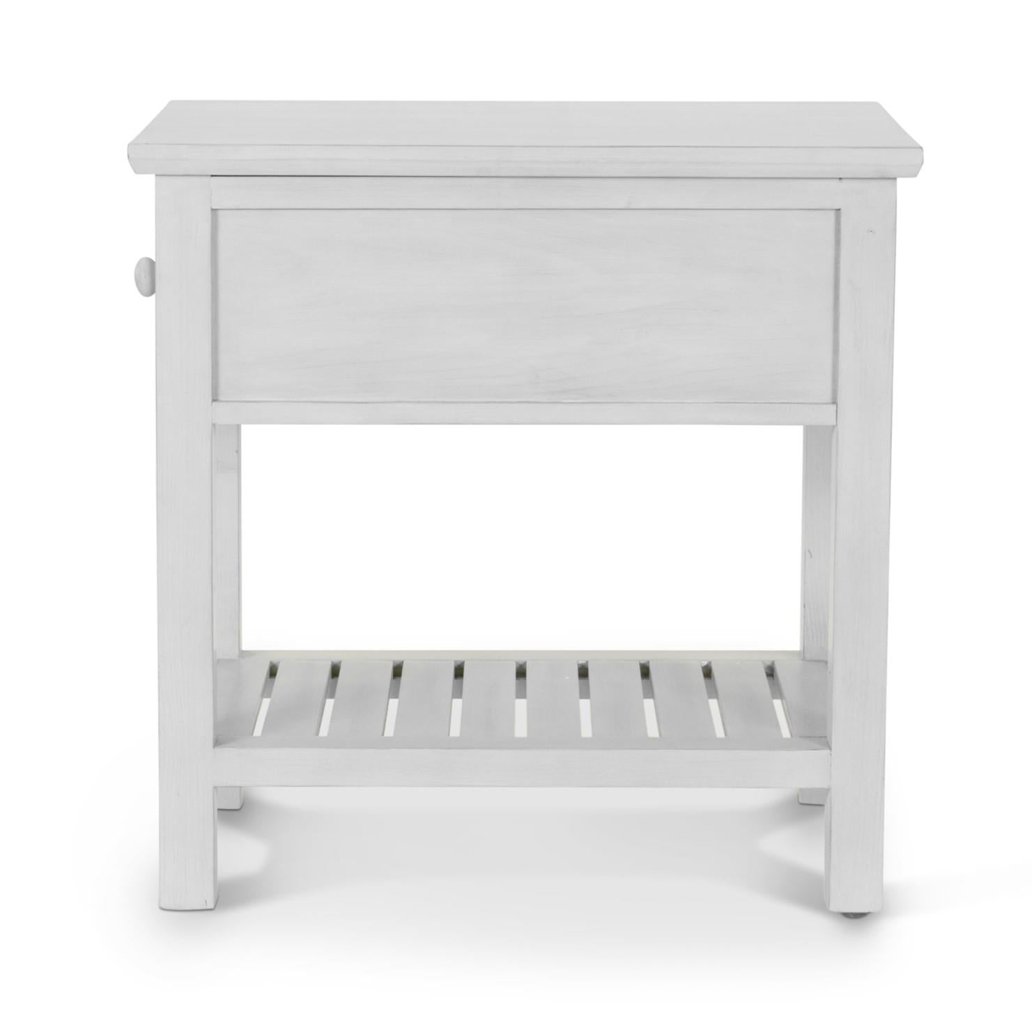 Geneva 1-Drawer Chairside Table. Distressed White finish