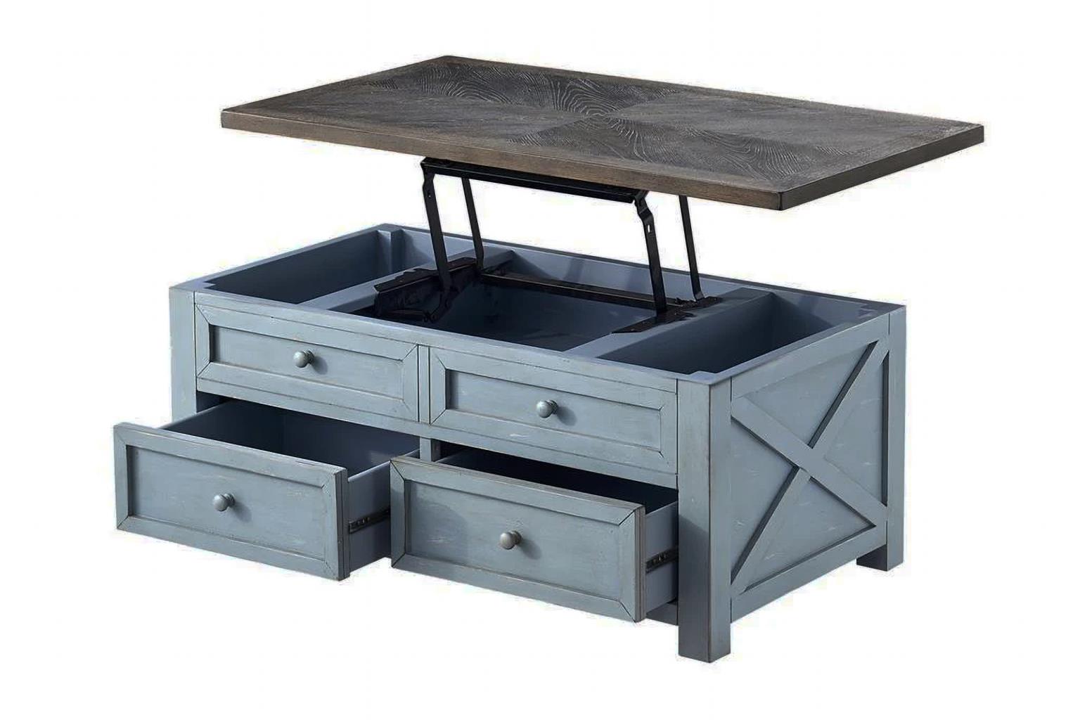 Bar Harbor Coffee Table (Lift-Top) (Aqua Blue)
