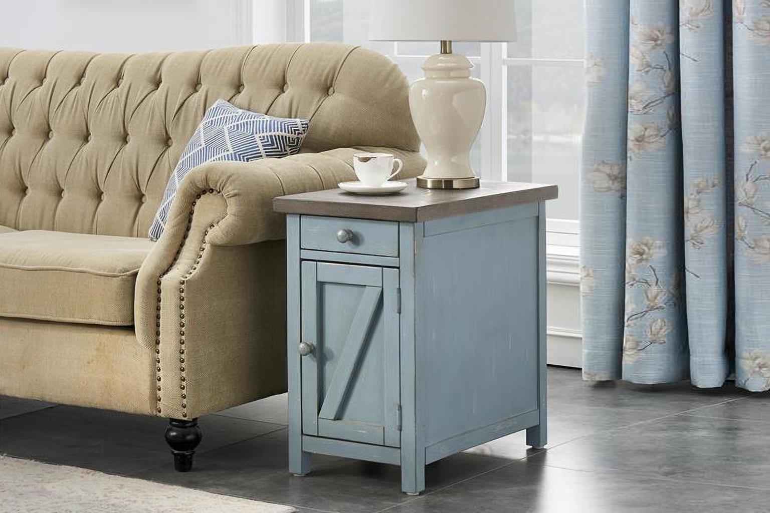 Bar Harbor Chairside Table (Aqua Blue)