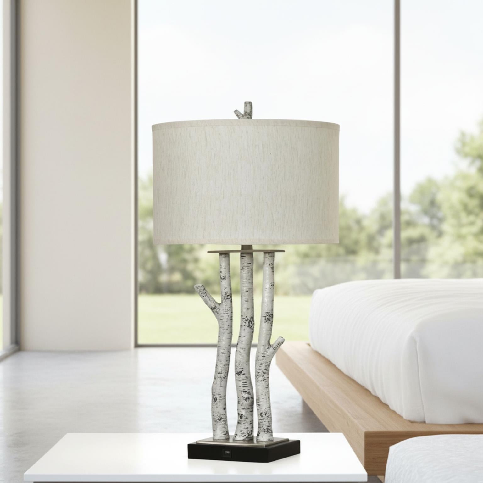Birchwood Trio, 29.5" white wash table lamp, sold as 2pk