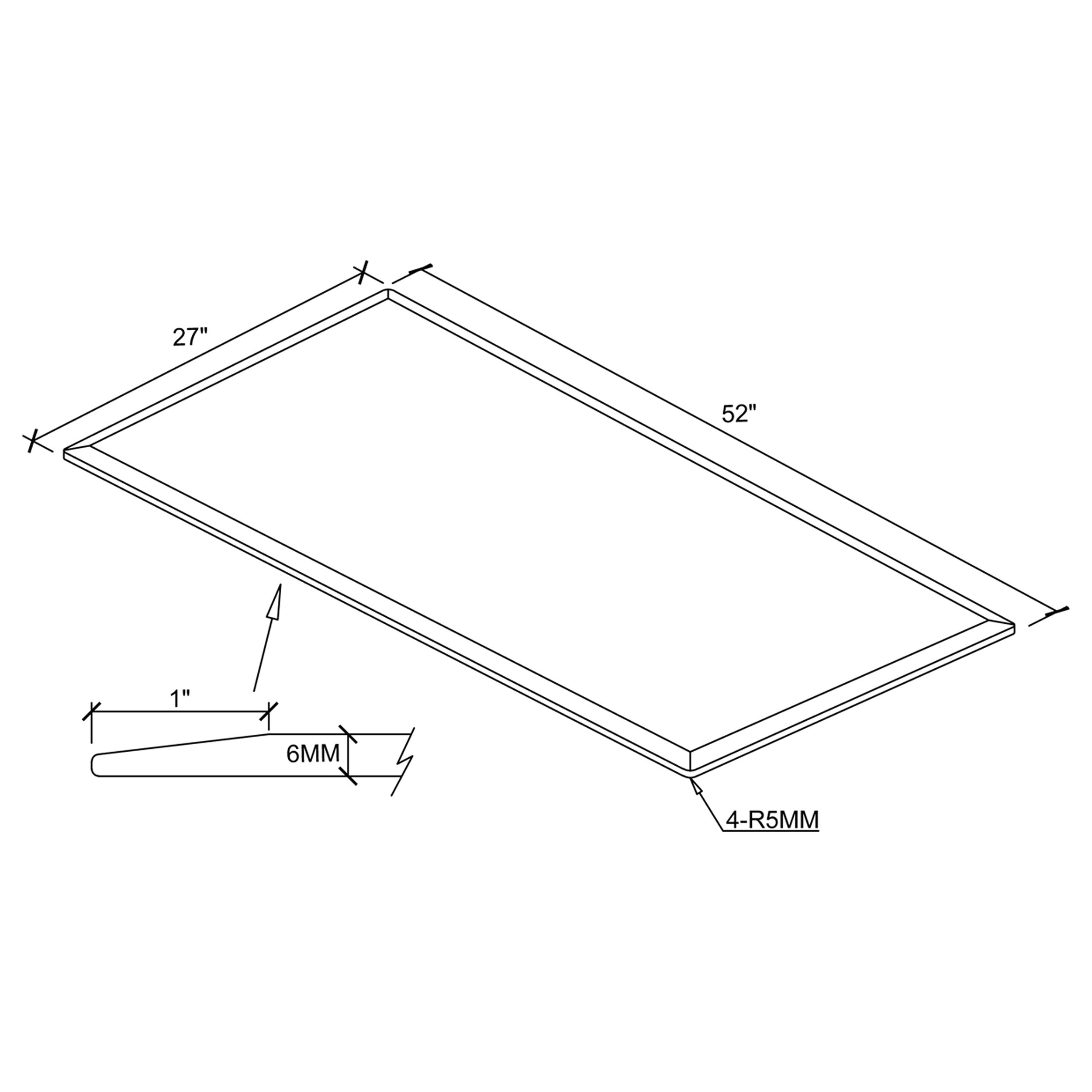 Glass Tops 52x27-inch 6mm Rectangular Clear Tempered Glass Top — view 4