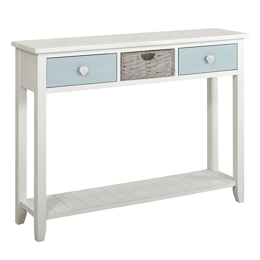 Palm Island Entry Table with Two Baskets - Glacier Blue