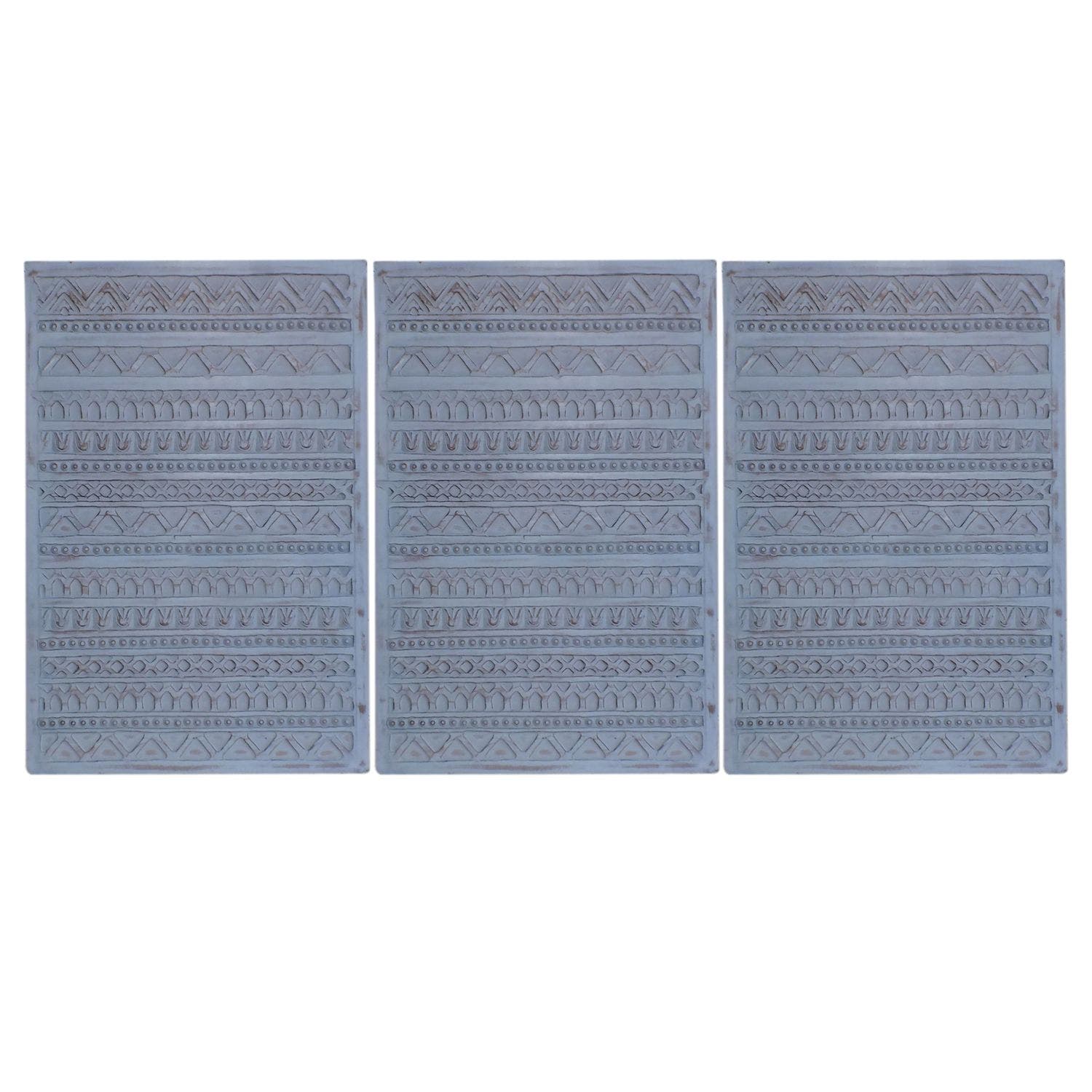 Reed Hand Carved Wood Tryptich