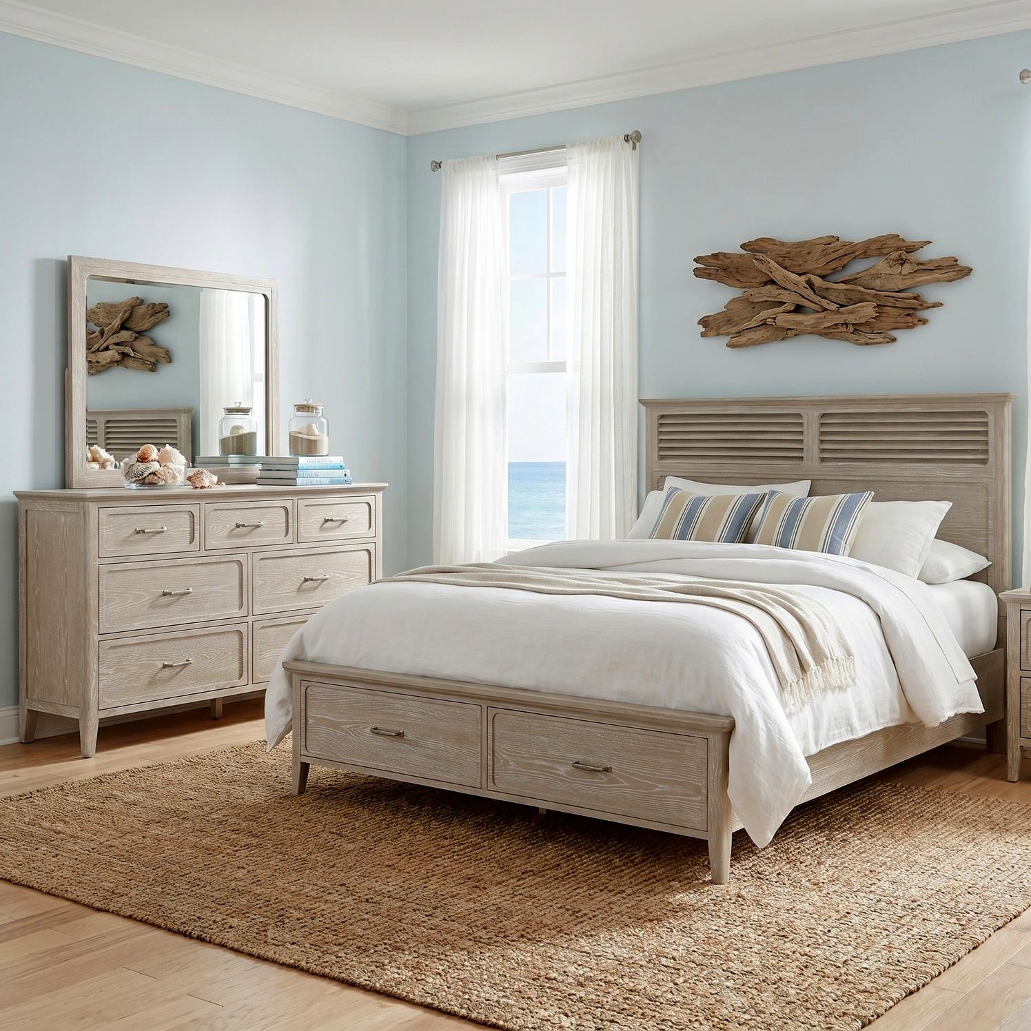 Cape May Queen Storage Bed Complete. Driftwood Finish