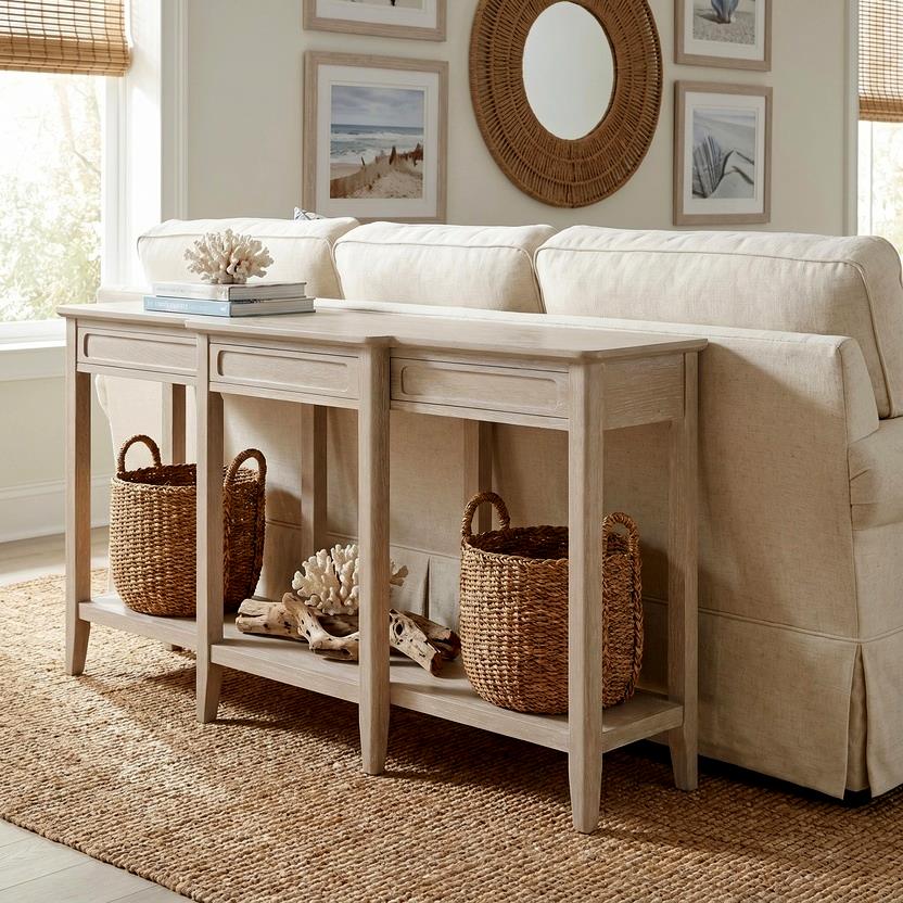 Cape May Console Table. Glazed Driftwood Finish
