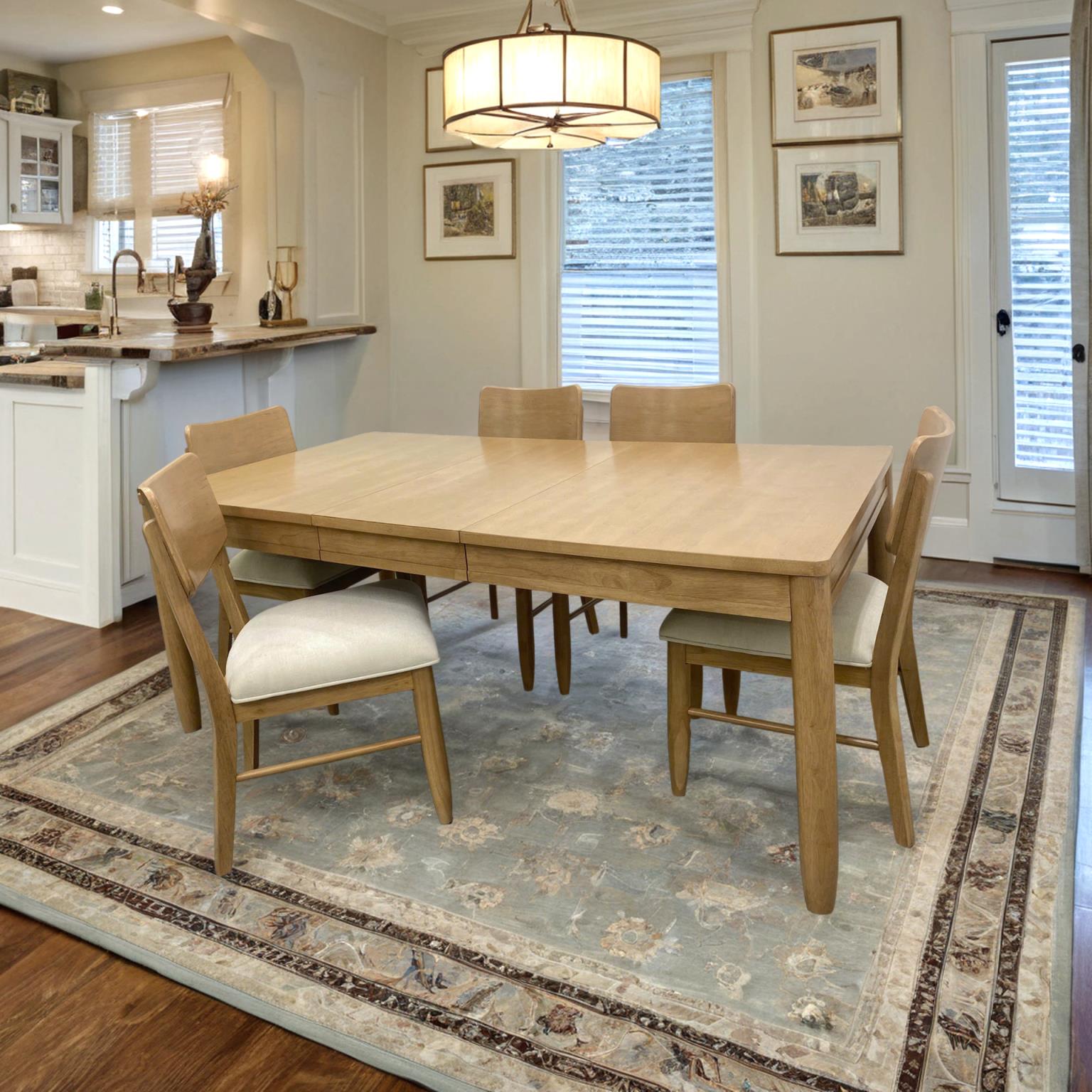 Chatham Rectangular Table (60-78") w/ Self Storing Leaf. Warm Maple Finish