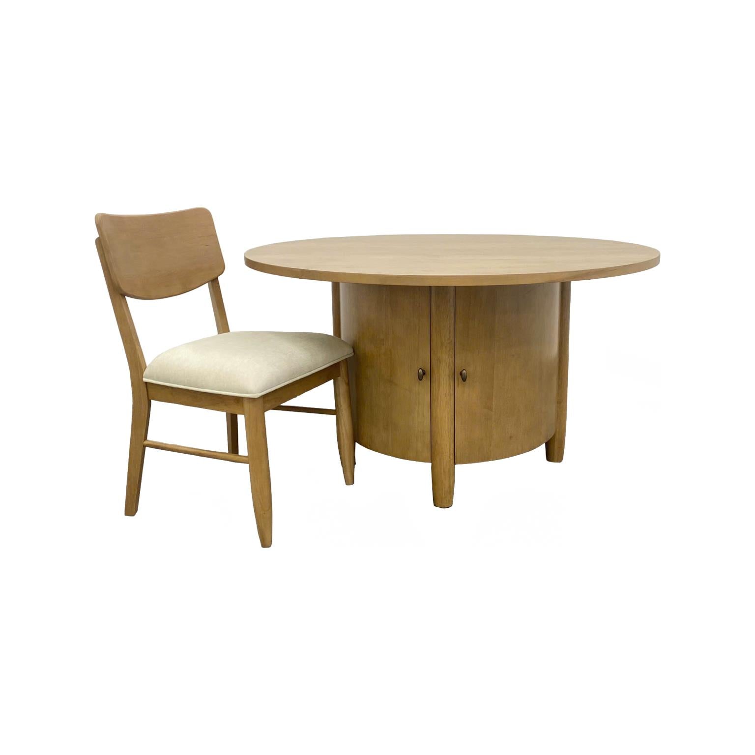 Chatham Round Storage Dining Table Complete. Warm Maple Finish