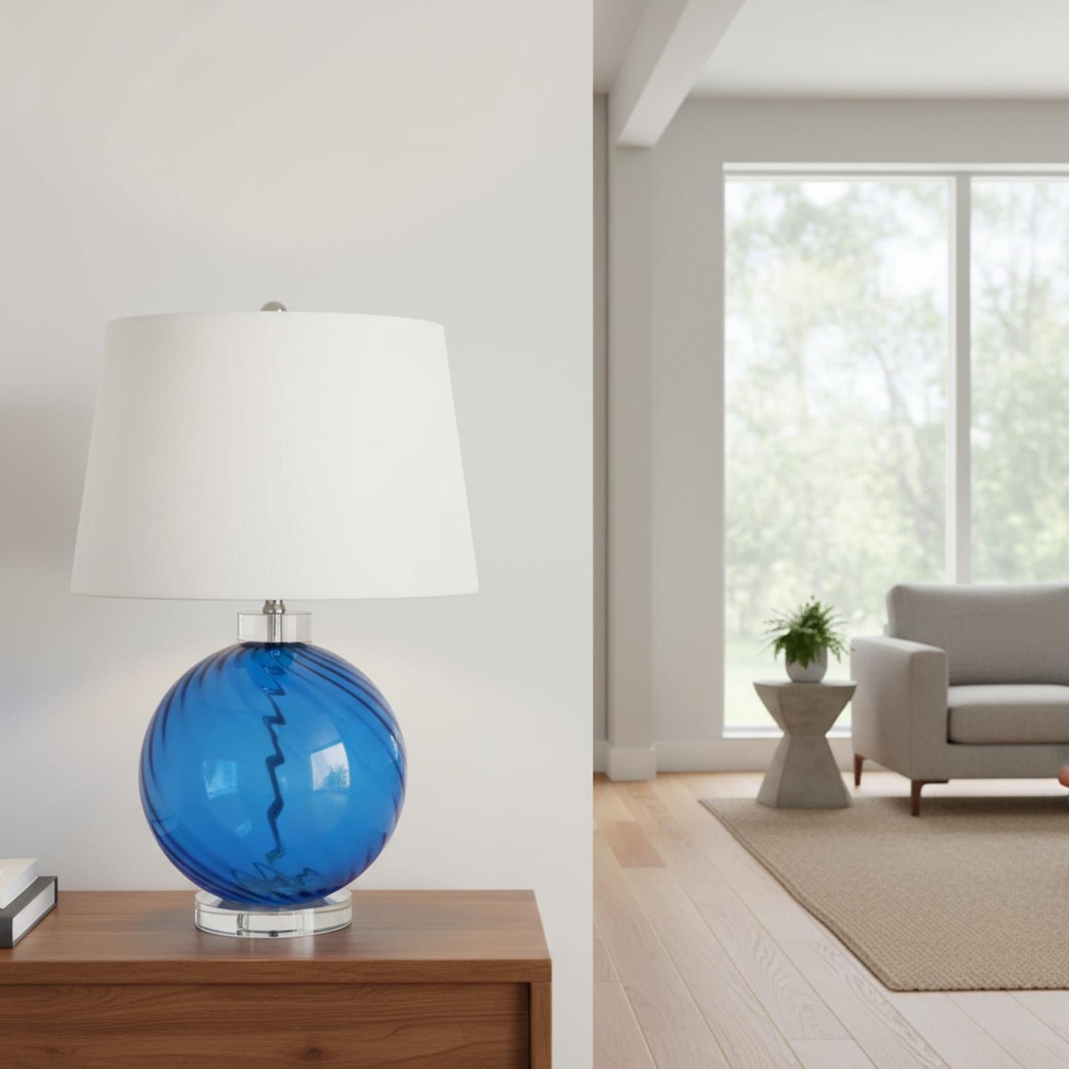 Clarity, 28" Cobalt Blue Glass Table Lamp, sold as 1 pack