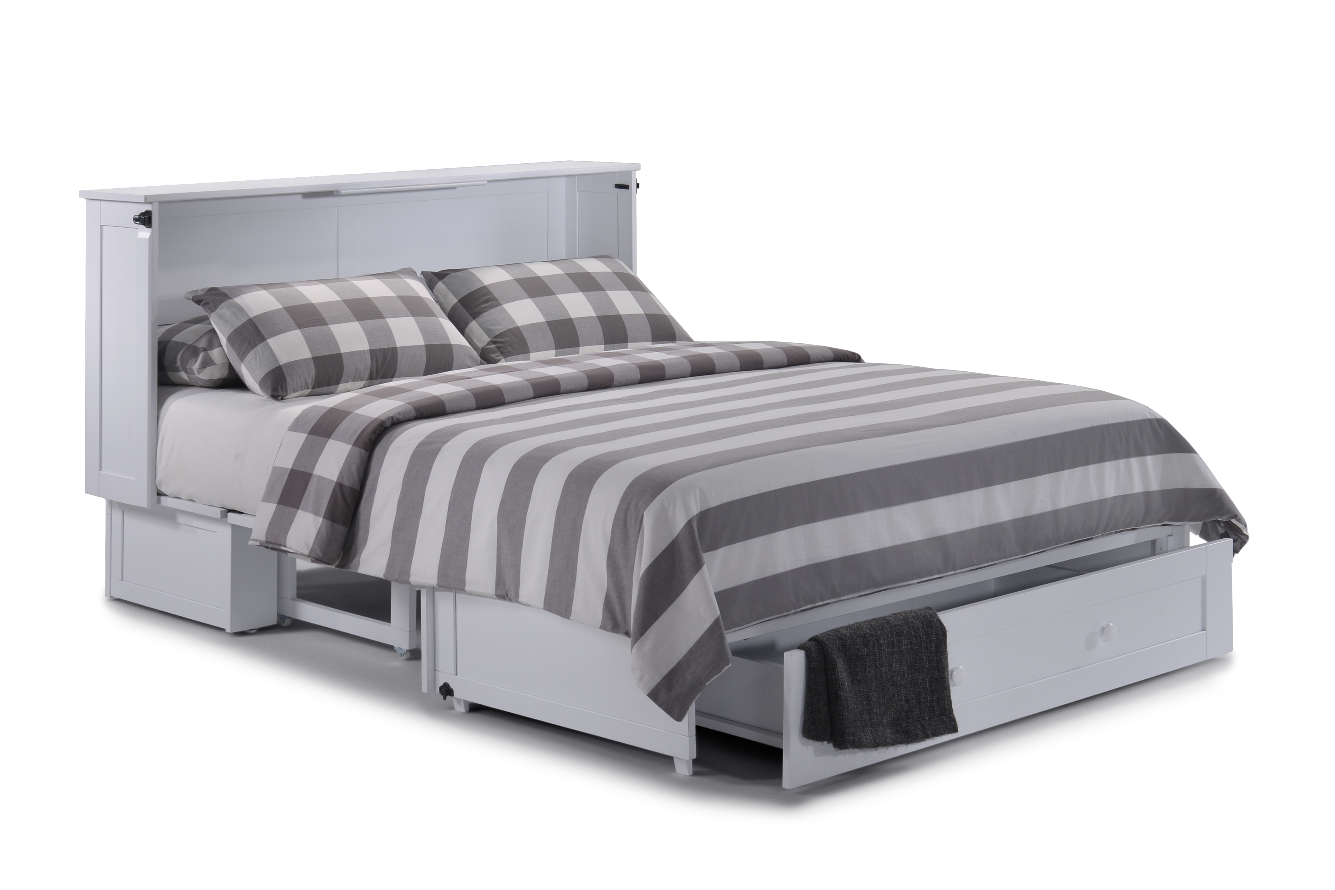 Newport Murphy Cabinet Bed in White, converted to queen bed | Atlantic Fine Furniture, Melbourne FL
