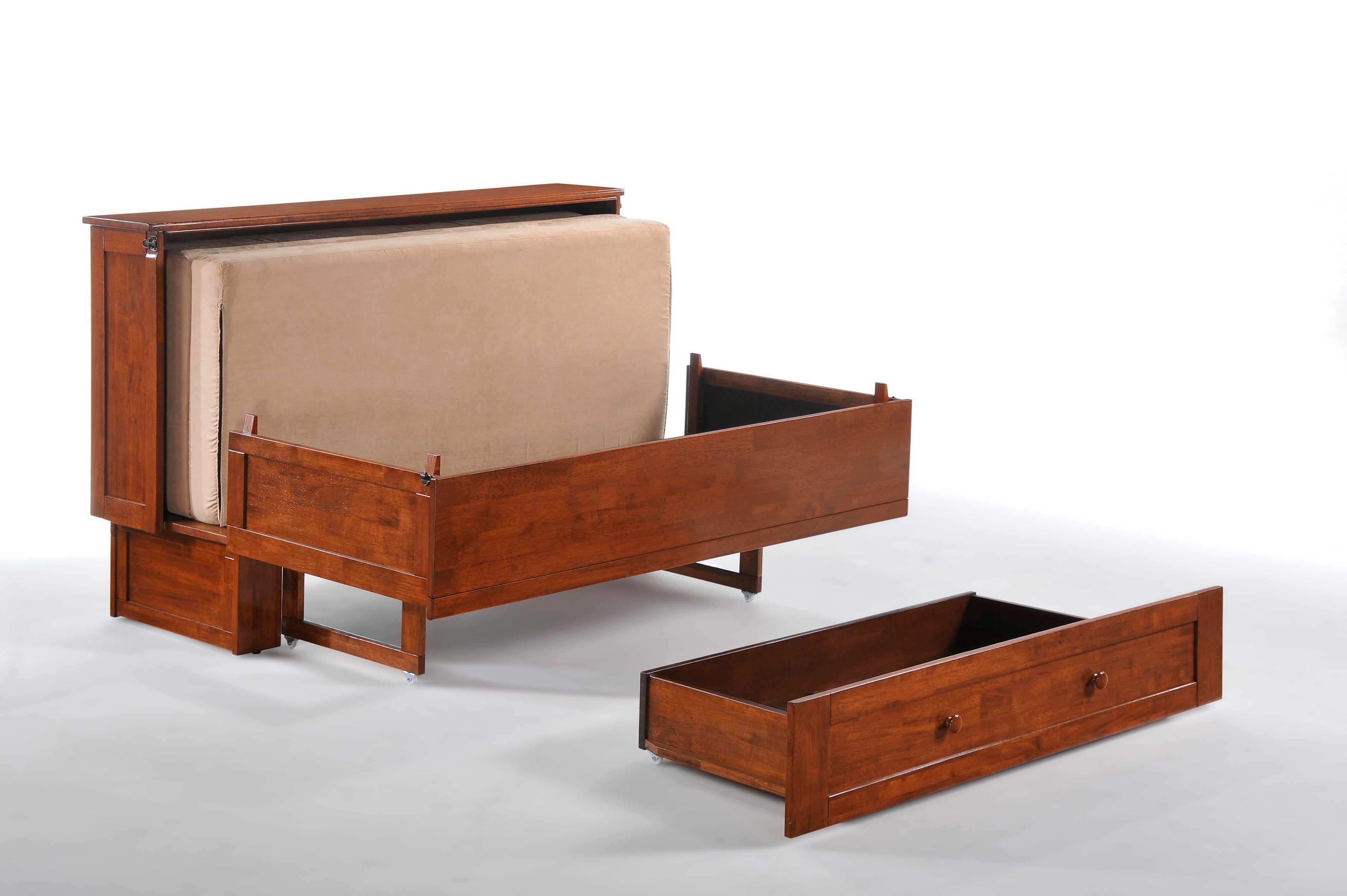 Newport Murphy Cabinet Bed in Cherry, angle view | Atlantic Fine Furniture, Melbourne FL