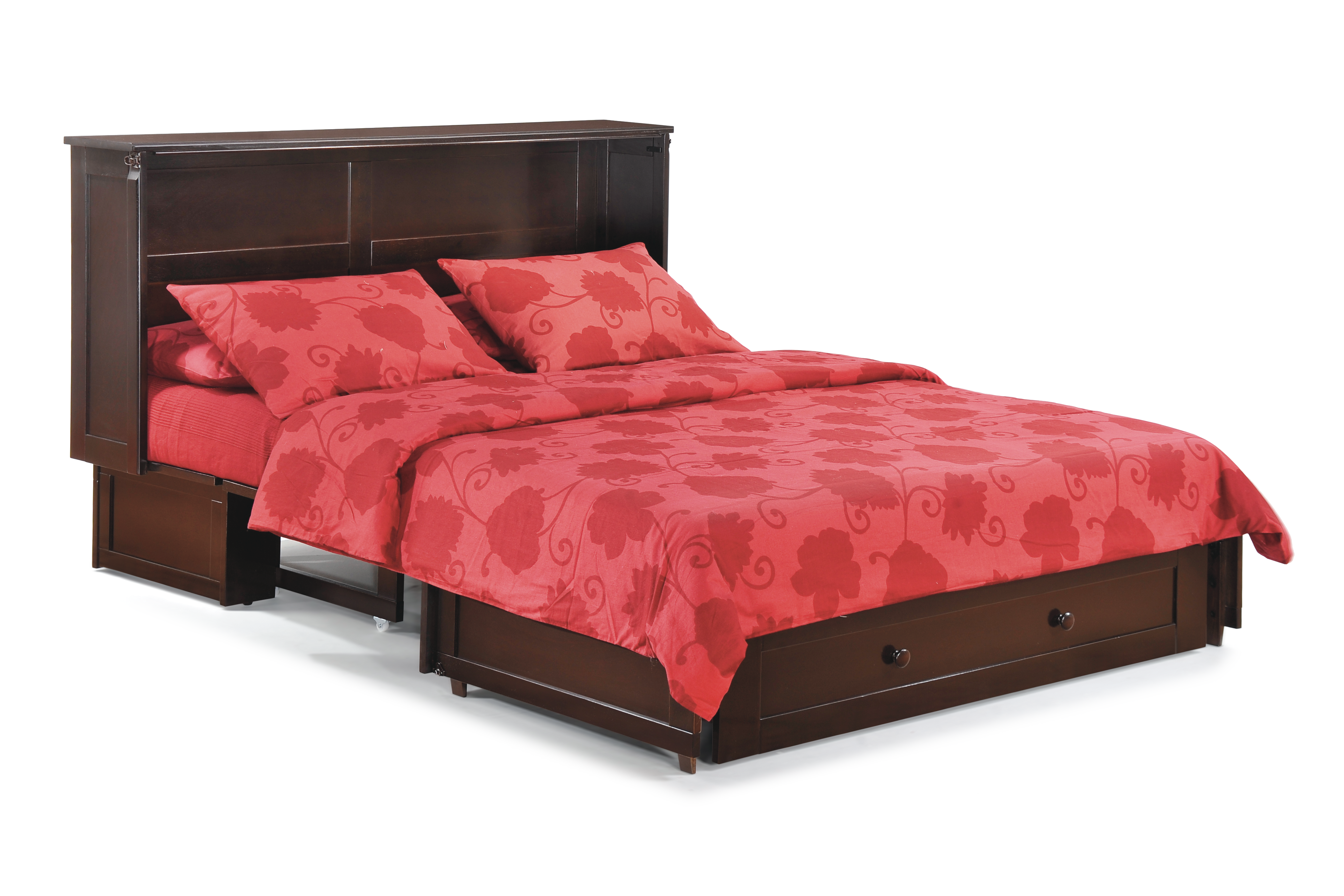 Newport Murphy Cabinet Bed in Dark Chocolate, converted to queen bed | Atlantic Fine Furniture, Melbourne FL