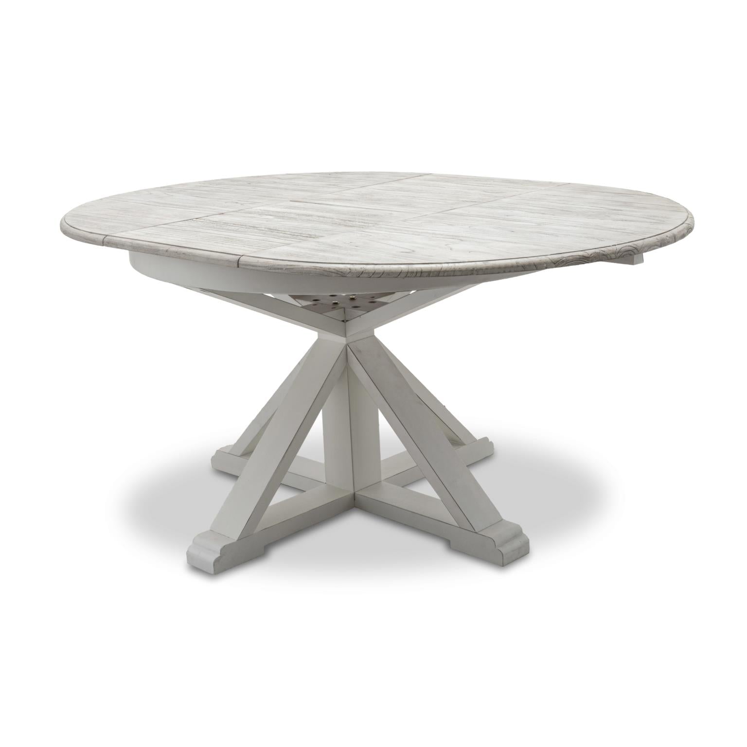 Islamorada 45" Round Dining Table w/ 18" Butterfly Leaf Extension. Dapple Grey Finis