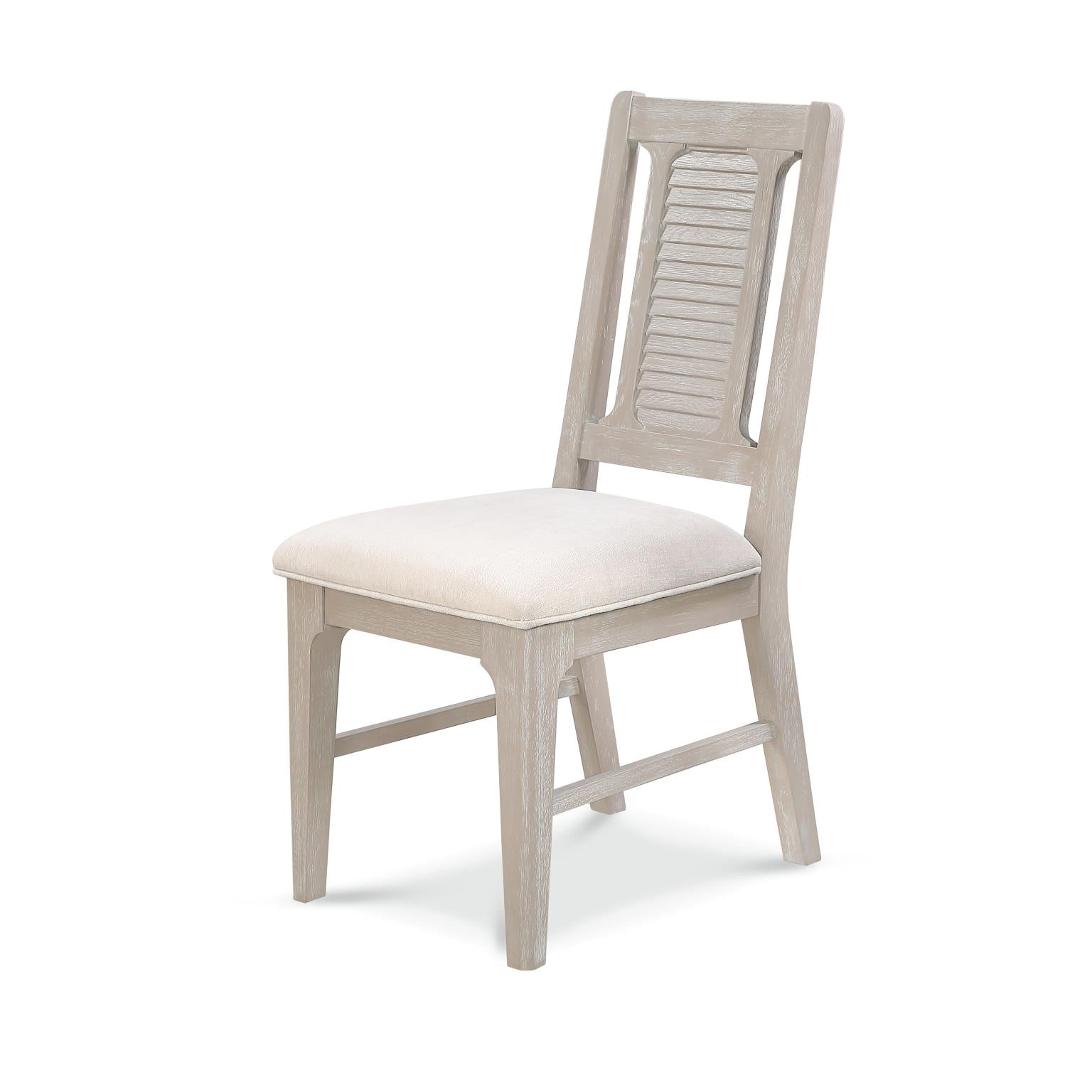 Cape May Upholstered Shutter Back Side Chair (2pk). Glazed Driftwood Finish