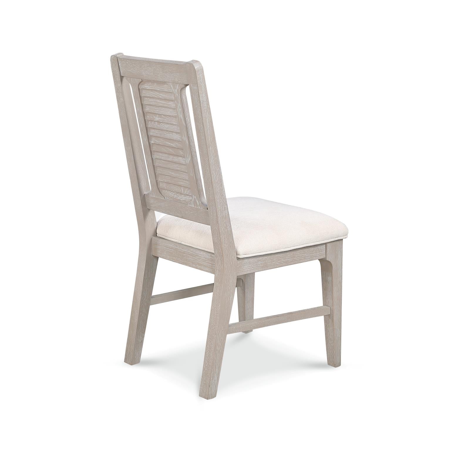 Cape May Writing Desk w/ Power and Upholstered Shutter Back Chair. Glazed Driftwood Finish