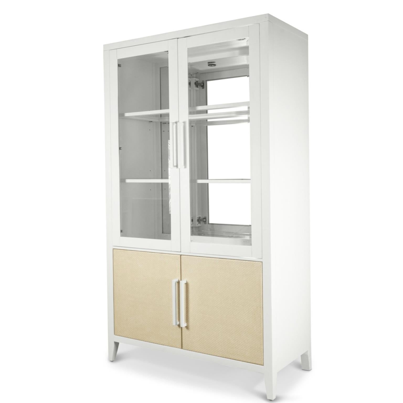 Miramar Curio w/ Touch Lighting. Sand and Stark White Finish