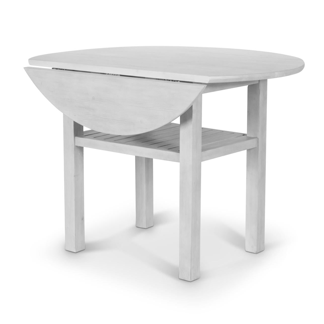 Geneva Drop Leaf Table (42"). Distressed White Finish