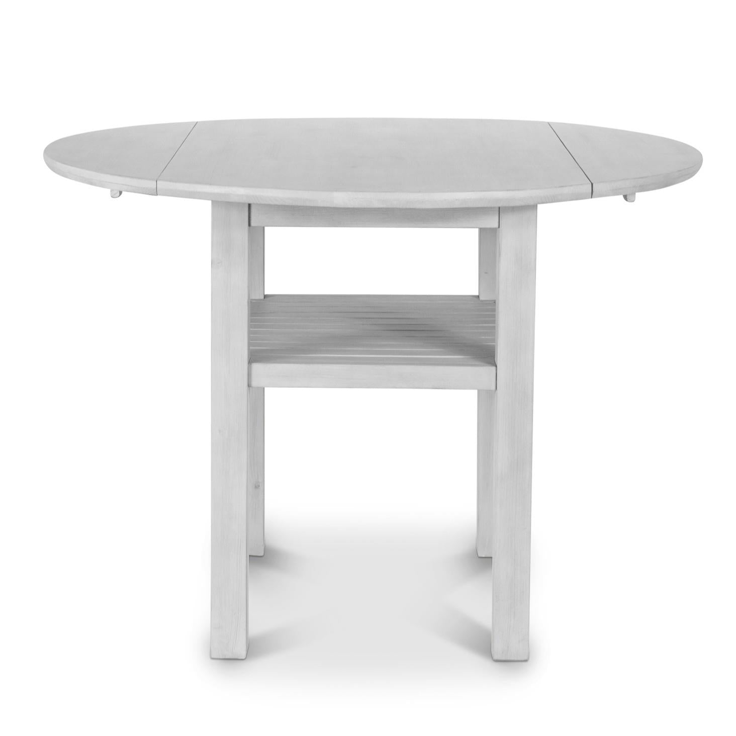 Geneva Drop Leaf Table (42"). Distressed White Finish
