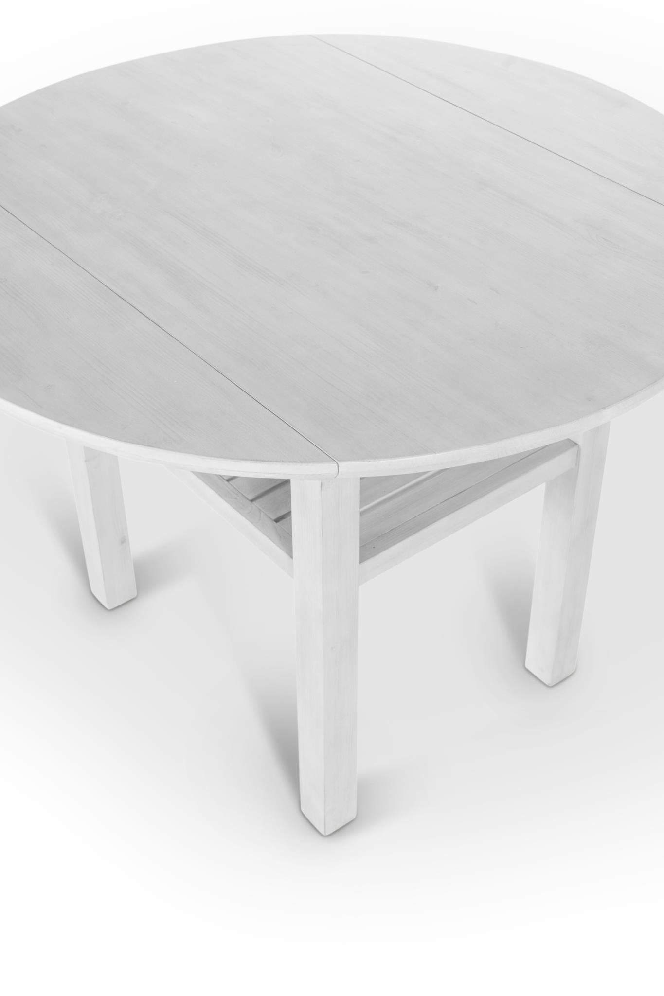 Geneva Drop Leaf Table (42"). Distressed White Finish